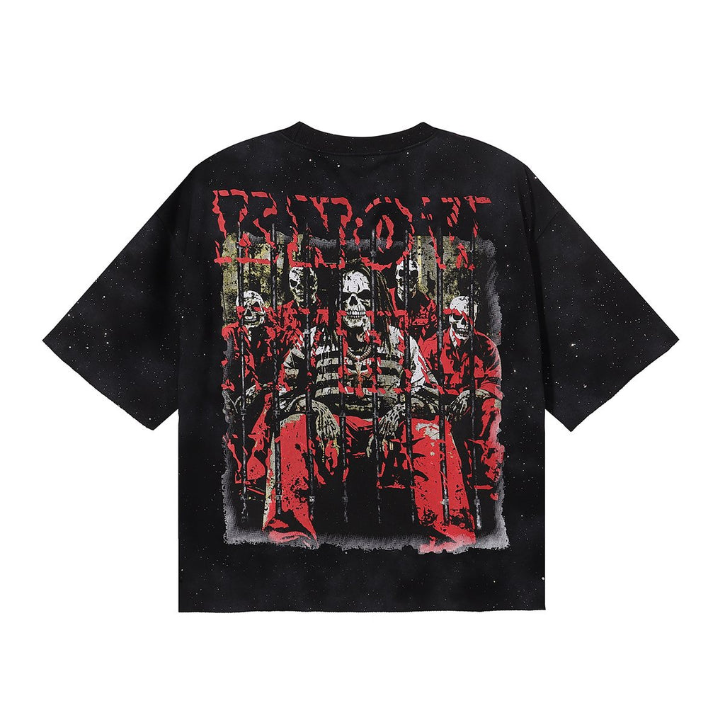 BKYS Revival No Discipline Rhinestone Skull Graphic Cropped T-Shirt