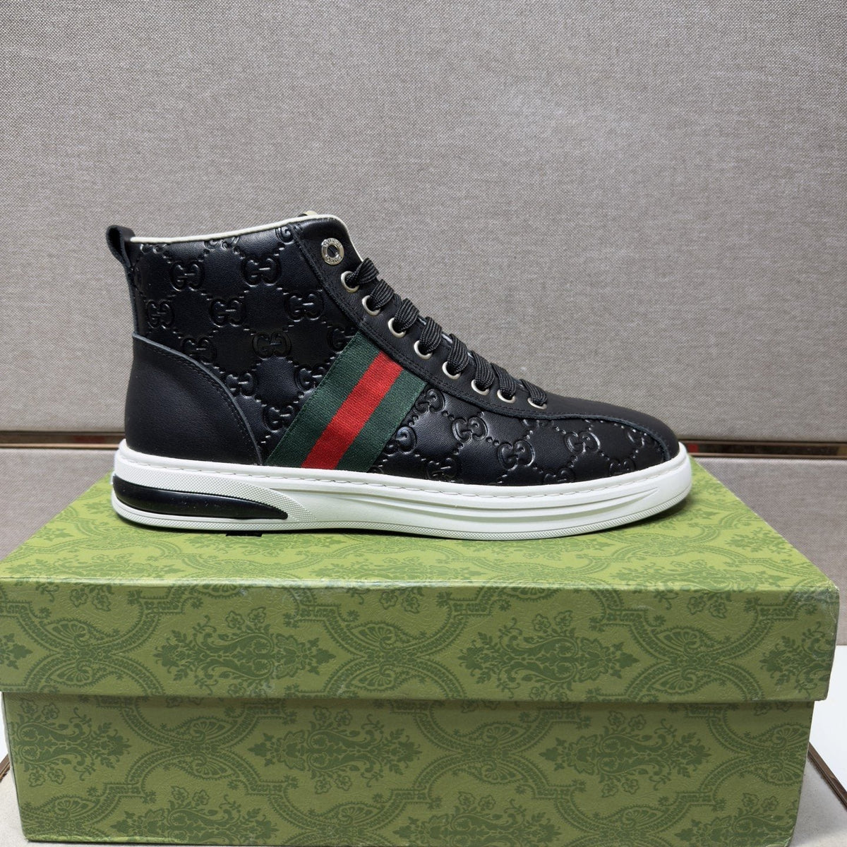Gucci Green and Red Stripe High-Top Sneakers